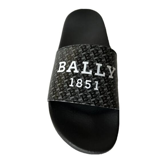 Bally Sabrio Men\'s Slide Rubber Black Logo Sandals 13 US 6301209 Italy NIB